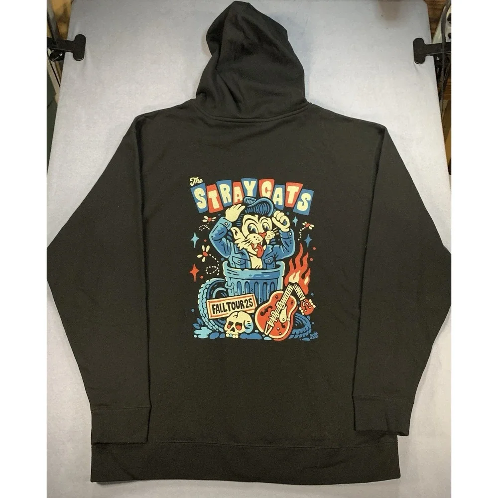 The Stray Cats Fall Tour '25 Black 2-Sided Zipup Longsleeve Hoodie 2XL